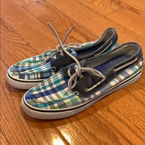 Blue Plaid Sperry’s size 8.5
